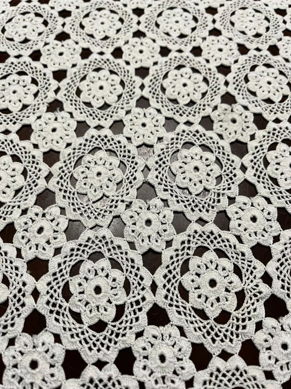 Vintage Handmade Crochet Tablecloth White 56